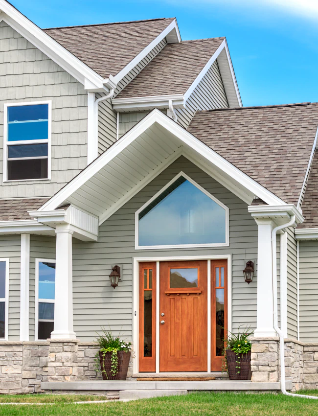 residential house with newly installed gutter